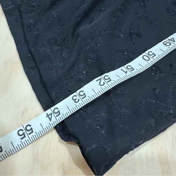 Y2K Black Sparkle Floral Maxi Formal Evening Wear Square Neck Sleeveless Dress - Picture 7 of 9